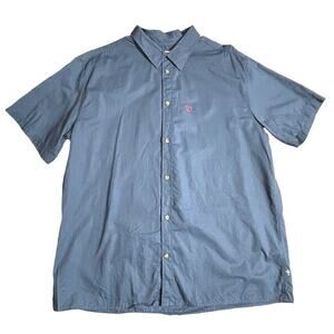 Fjall Raven ÖVIK Lite SS Button Up Shirt Romania Logo Blue XXL Men EUC